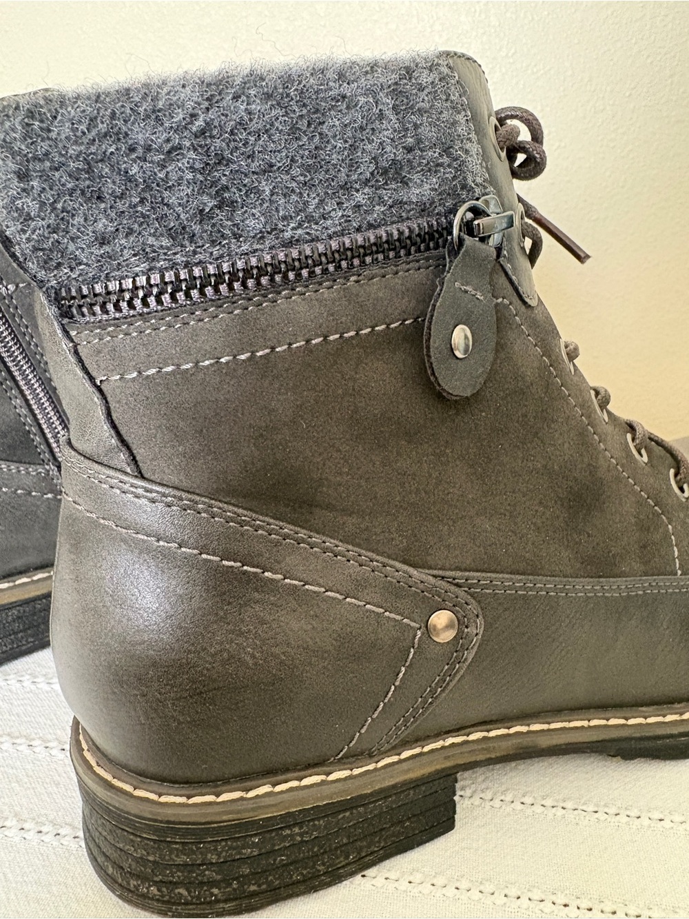 Patrizia by Spring Step Orsenise Grey Lace-Up Combat Boots Size 40 / US 9 - Picture 5 of 13
